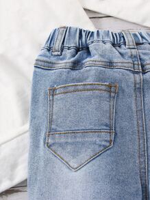 Bebé niño 1 pieza Jeans cónicos desgarro crudo - Lavado ligero - Ver 4