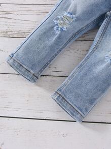 Bebé niño 1 pieza Jeans cónicos desgarro crudo - Lavado ligero - Ver 5