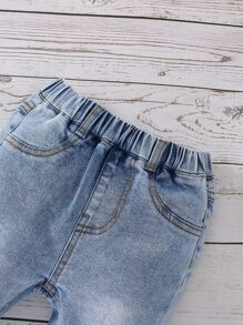 Bebé niño 1 pieza Jeans cónicos desgarro crudo - Lavado ligero - Ver 6