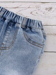 Bebé niño 1 pieza Jeans cónicos desgarro crudo - Lavado ligero - Ver 7