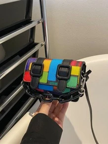 Mini Colourblock Flap Square Bag - Multicolor - View 1