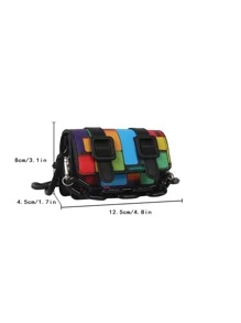 Mini Colourblock Flap Square Bag - Multicolor - View 8