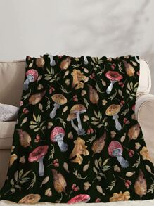 Mushroom Pattern Flannel Blanket - Multicolor - View 6