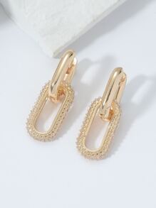 Cubic Zirconia Decor Earrings - Yellow Gold - View 4