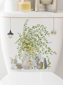 1pc Plant Pattern Toilet Lid Decal - Multicolor - View 1