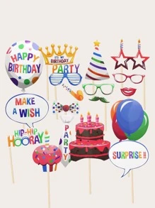 18入組/套紙質照相亭道具星星和眼鏡裝飾派對裝飾自拍道俱生日派對 - 彩色 - 查看 1