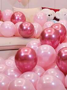 25pcs Metallic Decorative Balloon, Party Decorative Balloon, For Scene Decor, Room Decor, Birthday Party Supplies, Theme Party Decoration - Baby Pink - View 2