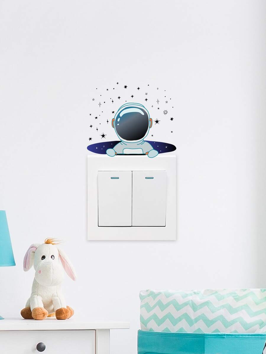 Astronaut Print Switch Wall Sticker - Multicolor - View 1