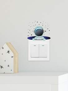 Astronaut Print Switch Wall Sticker - Multicolor - View 2