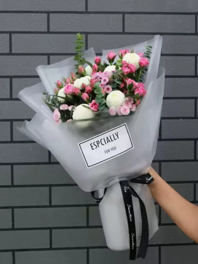 10 张普通礼品包装纸，透明简约塑料花包装纸，适合派对、返校、情人节