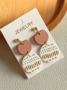 Bông tai thả trang trí tròn - Nhiều màu - Xem 4