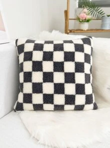 Plaid Pattern Plush Cushion Cover Without Filler - Multicolor - View 1