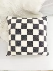 Plaid Pattern Plush Cushion Cover Without Filler - Multicolor - View 3