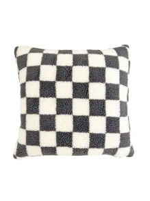 Plaid Pattern Plush Cushion Cover Without Filler - Multicolor - View 4