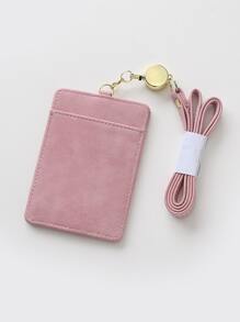 1入組素色卡套和1入組扣飾和1入組手機掛繩 - 粉色 - 查看 2