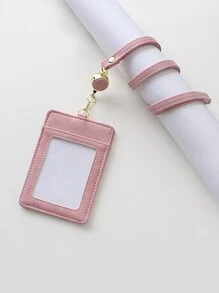 1入組素色卡套和1入組扣飾和1入組手機掛繩 - 粉色 - 查看 4