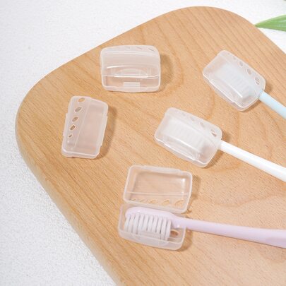 3pcs/6pcs/10pcs Transparent Portable Toothbrush Head Cover, Soft Bathroom Essentials Home Bathroom Decor Fall Decor Back To School