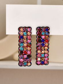 水鑽裝飾耳釘 - 彩色 - 查看 2