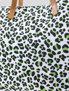 Leopard Print Shopper Bag - Green - View 8