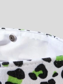 Leopard Print Shopper Bag - Green - View 9