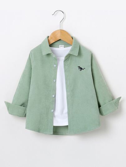 Young Boy Dinosaur Embroidered Shirt Without Tee,Holiday,Summer,Travel