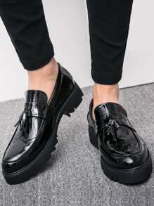Men Slip On Tassel Classic Loafers  Men Business Shoes - Black - View 1