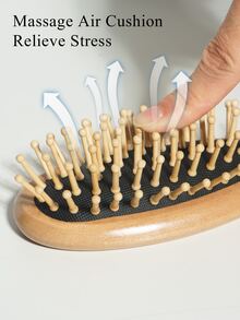 Wooden Cushion Hair Brush - Yellow - View 3