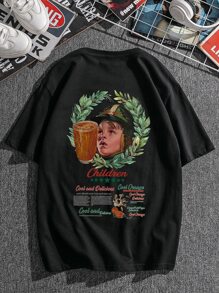 Manfinity Roughcore Tops Nam Con số Slogan Đường phố - màu đen - Xem 2