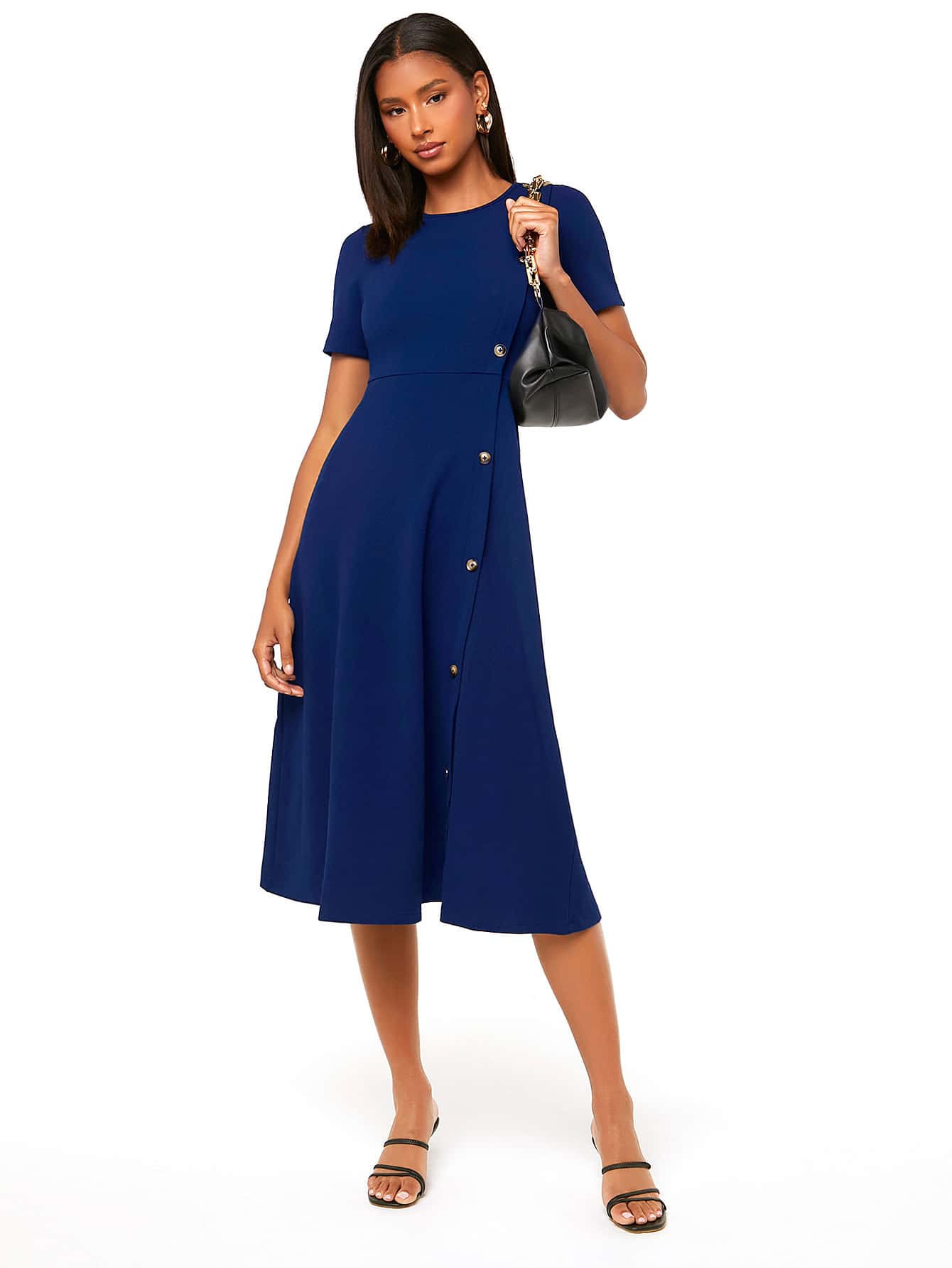 evoluSHEIN Fake Button Aline Dress SHEIN USA