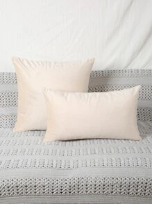 1pc Plain Embossed Cushion Cover Without Filler - Beige - View 2