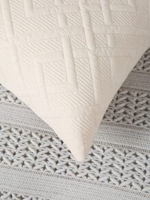 1pc Plain Embossed Cushion Cover Without Filler - Beige - View 3