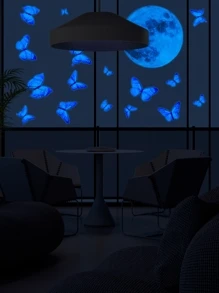 Hình dán tường hình mặt trăng & bướm phát sáng trong bóng tối - Nhiều màu - Xem 4