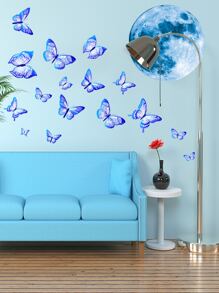 Hình dán tường hình mặt trăng & bướm phát sáng trong bóng tối - Nhiều màu - Xem 5