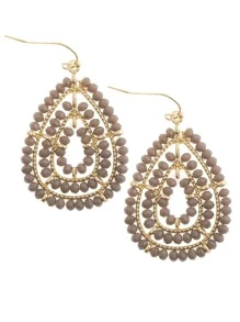 1 Pair Handmade Beaded Glass Bead Teardrop & Round Earrings, Vintage Bohemian Style, Multi-Color Options (Gray, Black, Green, Pink, White, Orange, Purple, Champagne) - Luxury, High-End, Elegant, Suitable For Daily, Vacation, Party, Gift - Multicolor - View 3