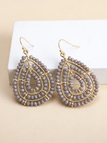 1 Pair Handmade Beaded Glass Bead Teardrop & Round Earrings, Vintage Bohemian Style, Multi-Color Options (Gray, Black, Green, Pink, White, Orange, Purple, Champagne) - Luxury, High-End, Elegant, Suitable For Daily, Vacation, Party, Gift - Multicolor - View 2