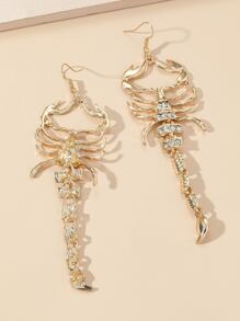 水鑽裝飾蠍耳墜 - 金黃色 - 查看 2