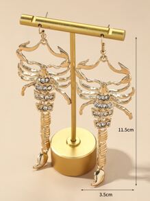 水鑽裝飾蠍耳墜 - 金黃色 - 查看 3