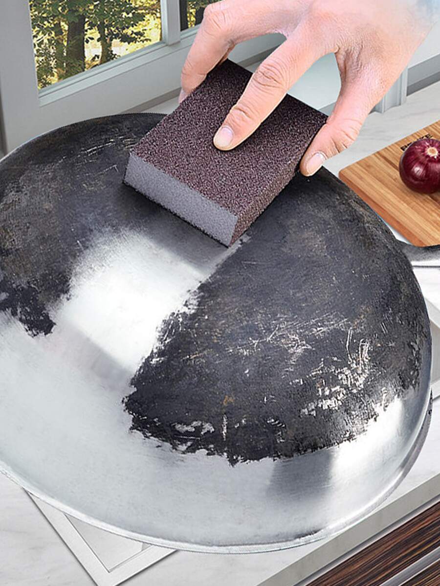1pc Cleaning Sponge,Sponge Scrub,Cleaning Sponge For Descaling Pot Teapot Large Surface Cleaning - Rust Brown - View 1
