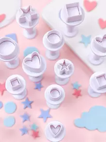 12 piezas Cortador para galletas con corazón & en forma de estrella - Blanco - Ver 1