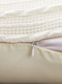1pc Plain Knitted Cushion Cover Without Filler - Beige - View 2