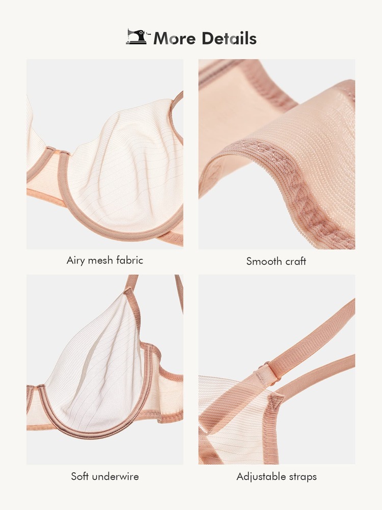 LUVLETTE Sheer Fantasy Low-cut Unlined Seamless Bra - Apricot - View 3