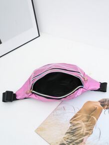 Holographic Double Zipper Waist Bag pink - Pink - View 3