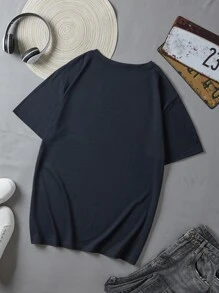 男士汽車和標語圖案T恤 - 藏蓝色 - 查看 2