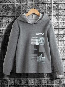 青少年男孩字母图案卫衣 - 灰色 - 查看 1