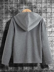 青少年男孩字母图案卫衣 - 灰色 - 查看 2