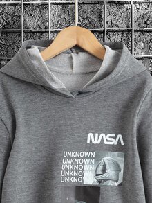 青少年男孩字母图案卫衣 - 灰色 - 查看 3