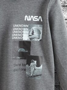 青少年男孩字母图案卫衣 - 灰色 - 查看 4