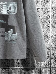 青少年男孩字母图案卫衣 - 灰色 - 查看 6