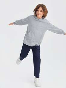 SHEIN 男孩100%棉翻蓋口袋工裝褲