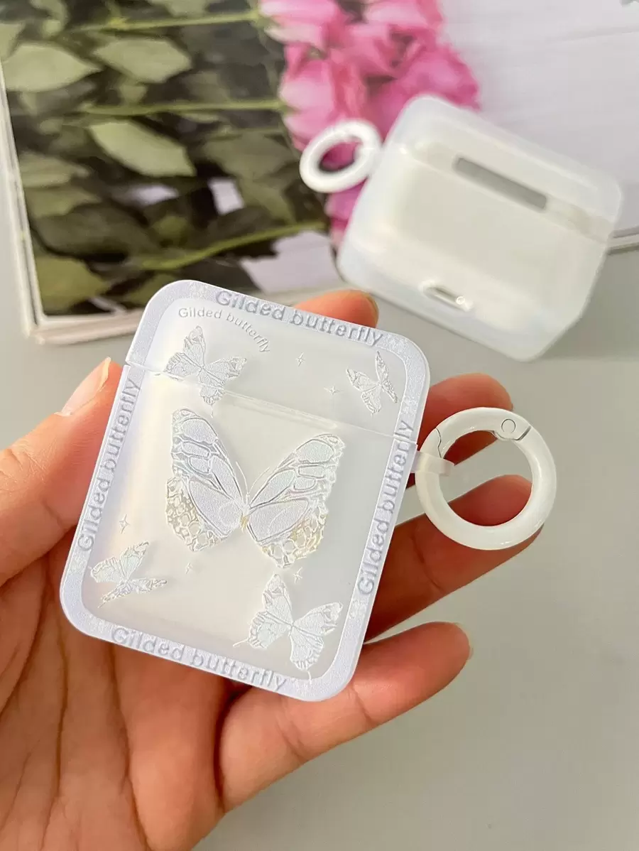 蝴蝶紋路徑覆蓋耳機套,適用於airpods1/2和airpods Pro - 無色 - 查看 1